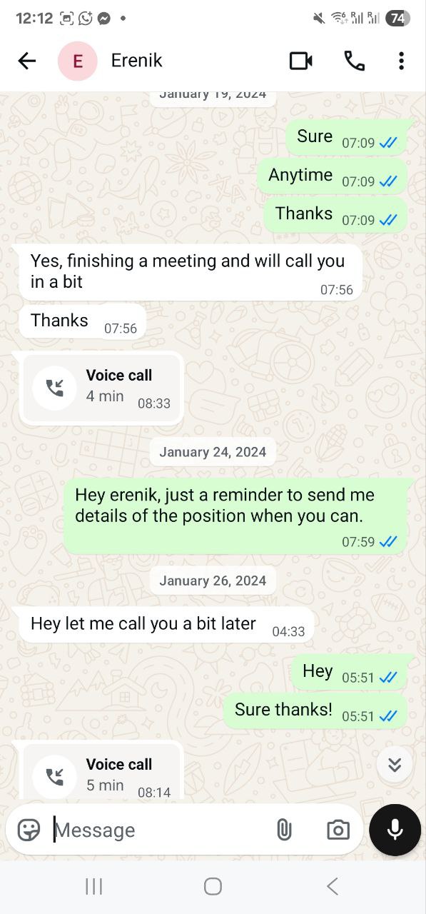 WhatsApp screenshot 3 with Erenik Yzeiraj continuing the discussion