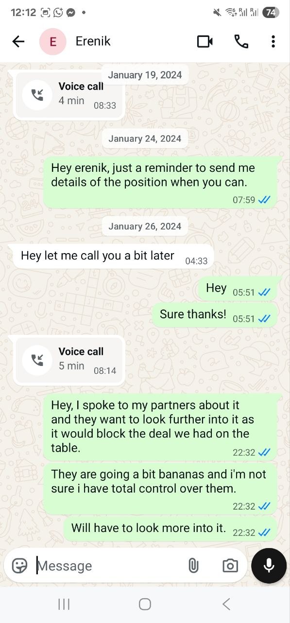 WhatsApp screenshot 4 with Erenik Yzeiraj about missing assets